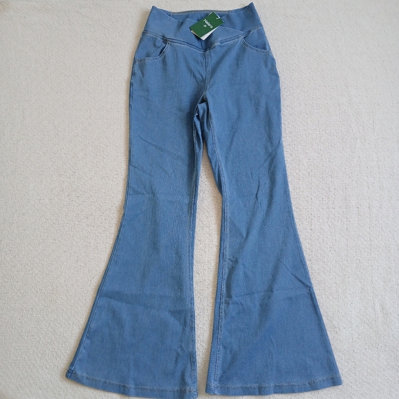 HALARA Pants - halara ♡ flare crossover flex denim legging blue medium